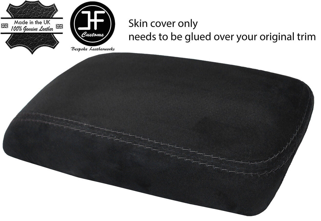 BLACK STITCHING REAL SUEDE ARMREST LID COVER FITS MERCEDES GLA CLASS 2014-2018