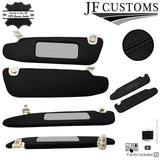 BLACK CROSS STITCH LEATHER 2X SUN VISOR COVERS FITS TESLA MODEL S 12-21