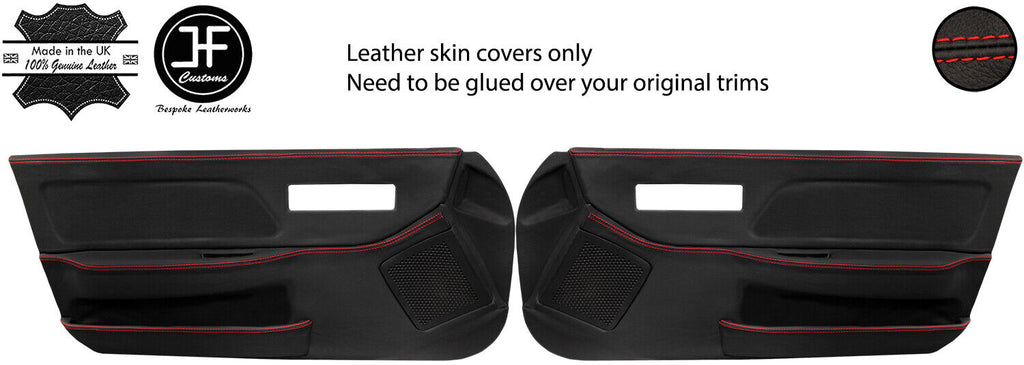 RED STITCH 2X FULL DOOR CARD REAL LEATHER COVERS FITS HONDA CRX 1988-1991 JDM