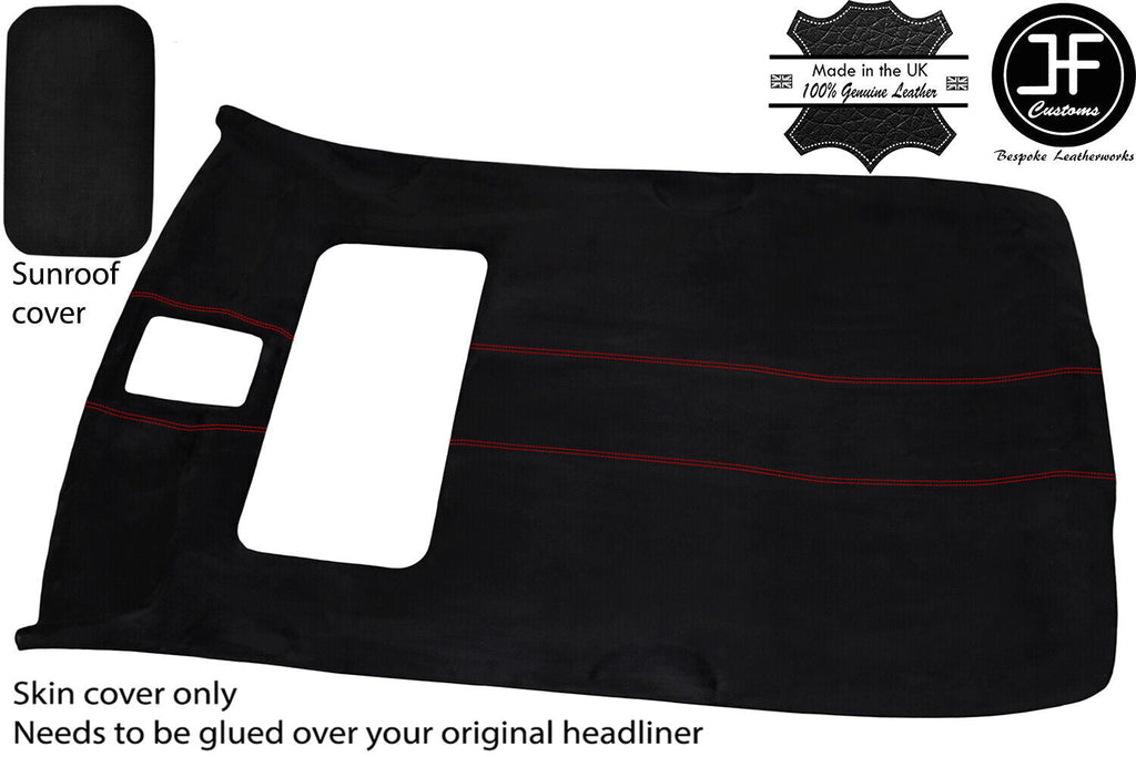 RED  STITCH SUN ROOF HEADLINING LUXE SUEDE COVER FOR VW GOLF MK4 98-05 5 DOOR