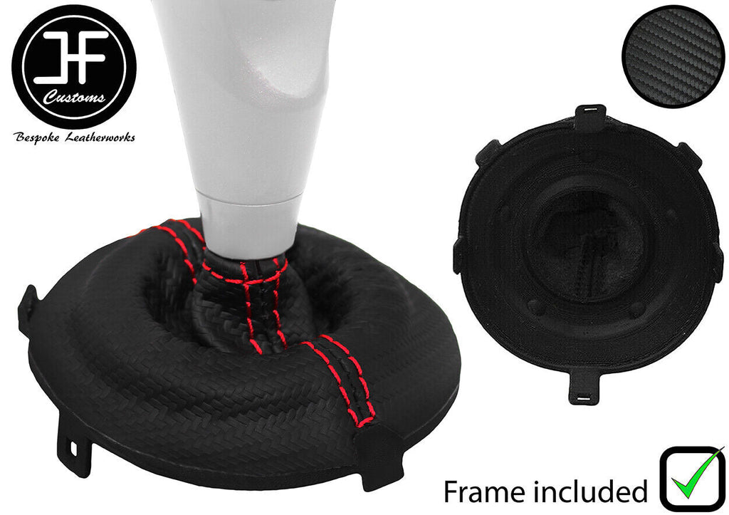 RED STITCH CARBON VINYL SEMI AUTO GEAR GAITER + FRAME FOR HONDA CIVIC 06-11