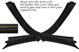 YELLOW STITCH 2X A POST PILLAR LEATHER SKIN COVERS FITS PORSCHE CAYMAN 2005-2012