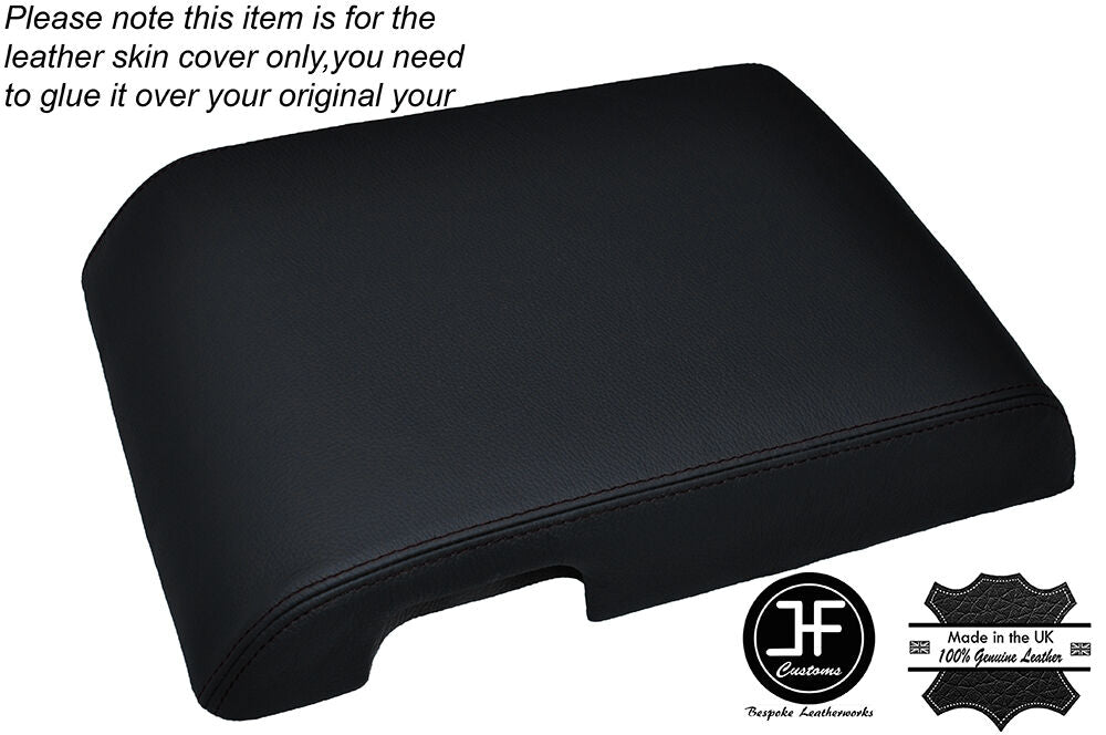 BLACK STITCHING ARMREST LID LEATHER SKIN COVER FITS HUMMER H2 2005-2007