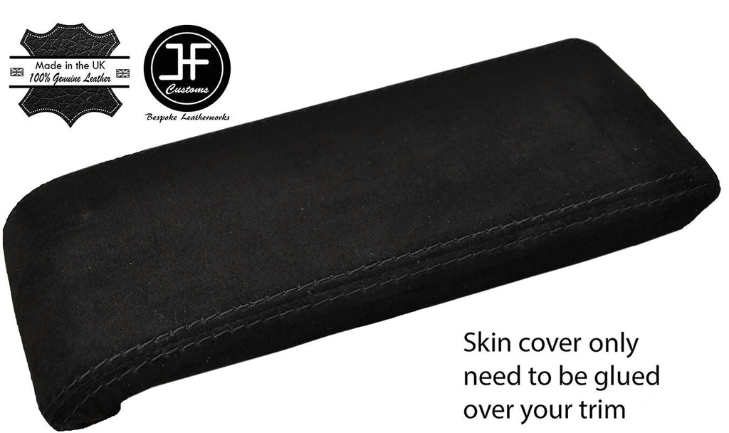 BLACK STITCHING REAL SUEDE ARMREST LID COVER FITS VW BEETLE 2011-2016 CUSTOM NEW
