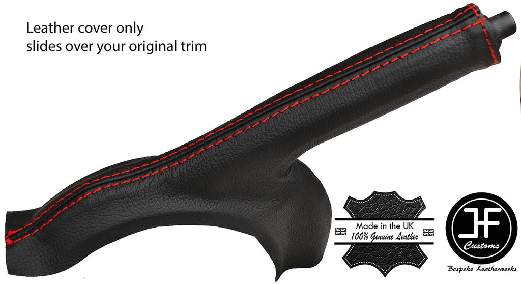 RED STITCH LTHR HANDBRAKE GAITER FOR TOYOTA AYGO CITROEN C1 PEUGEOT 108 14-16