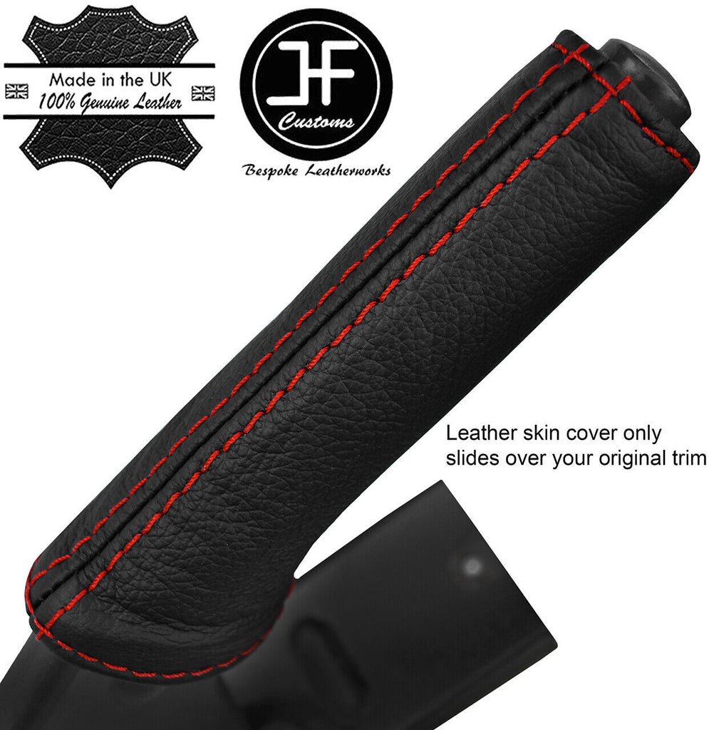 RED STITCH TOP GRAIN LEATHER HANDBRAKE HANDLE COVER FITS SMART ROADSTER 03-05