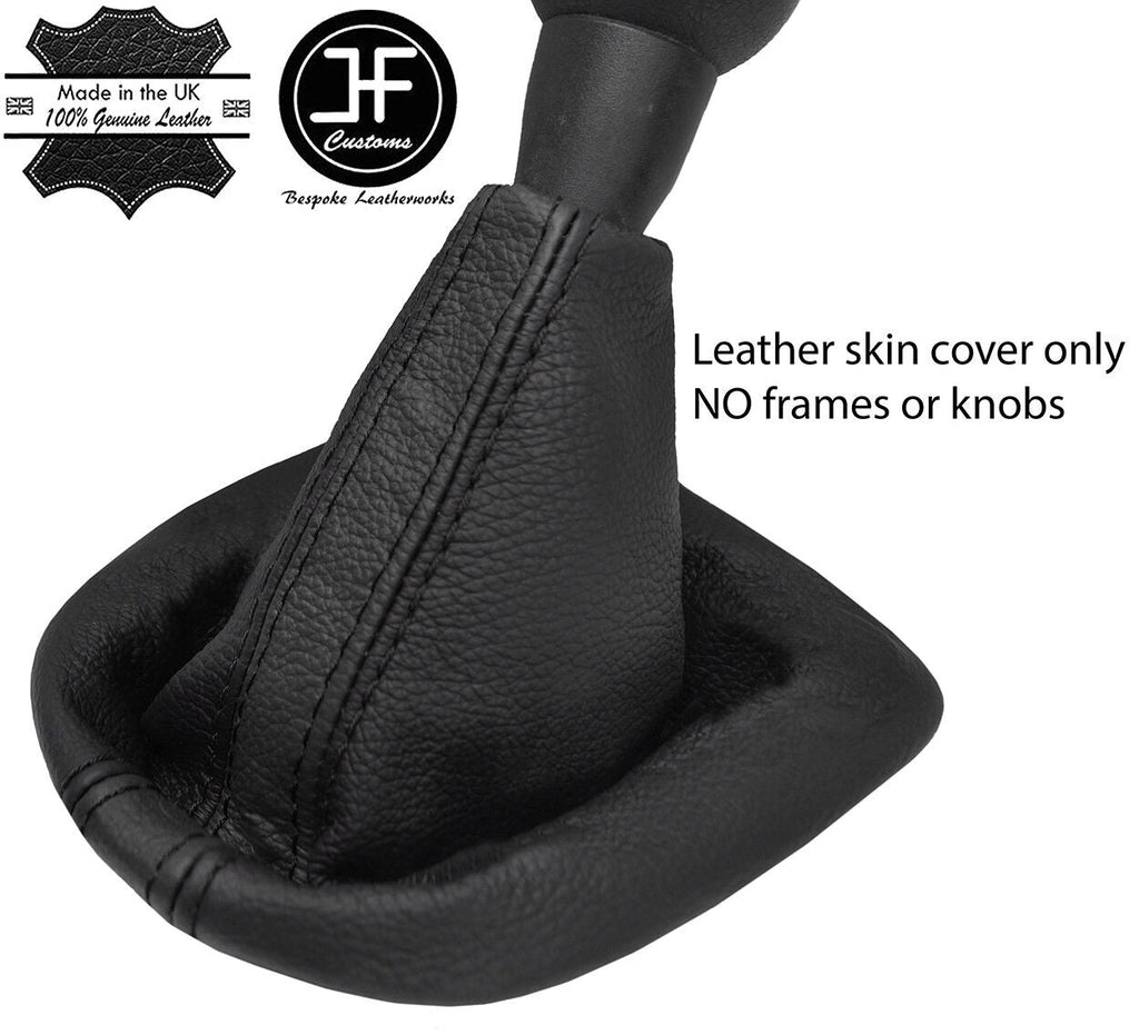 BLACK & BLACK STRIPE TOP GRAIN LEATHER MANUAL GEAR GAITER FOR PEUGEOT 307 01-08