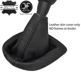 BLACK & BLACK STRIPE TOP GRAIN LEATHER MANUAL GEAR GAITER FOR PEUGEOT 307 01-08