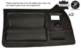 RED STITCHING 2X FRONT FULL DOOR CARD LEATHER COVERS FITS RELIANT ROBIN