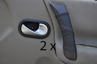 black stitch FITS RENAULT GRAND SCENIC 04-09 2X DOOR HANDLE LEATHER COVERS