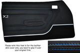 BLUE STITCH 2X FRONT DOOR CARDS LEATHER SKIN COVER FITS FORD CAPRI MK3 STYLE 2