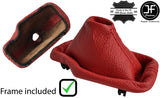 DARK RED REAL LEATHER AUTO AUTOMATIC GEAR GAITER+PLASTIC FRAME FOR BMW E46 99-05