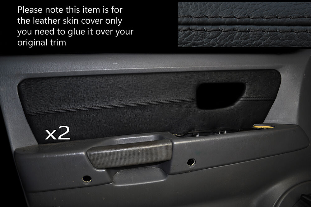 BLACK STITCH 2X FRONT DOOR CARD TRIM SKIN COVERS FITS HYUNDAI TERRACAN 01-06