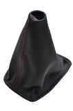 RED DOUBLE STITCH GEAR GAITER LEATHER FITS NISSAN ALMERA N16  2002-2006