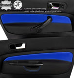 BLACK & BLUE 2X FRONT DOOR CARD LEATHER COVERS FOR VW GOLF MK4 98-05 5 DOOR