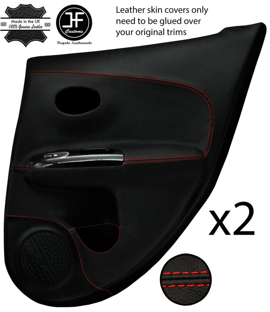 RED STITCH 2X REAR DOOR CARD FULL LEATHER COVER FITS NISSAN JUKE 2010-2019