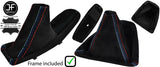BLACK & TRI STITCH SUEDE MANUAL GAITER SET+PLASTIC FRAME FOR BMW E90 E91 E92 E93