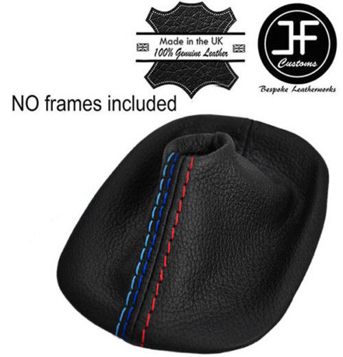 BLACK & TRI STITCH LEATHER GEAR GAITER FOR BMW E46 E36 3 SERIES 1992-2005