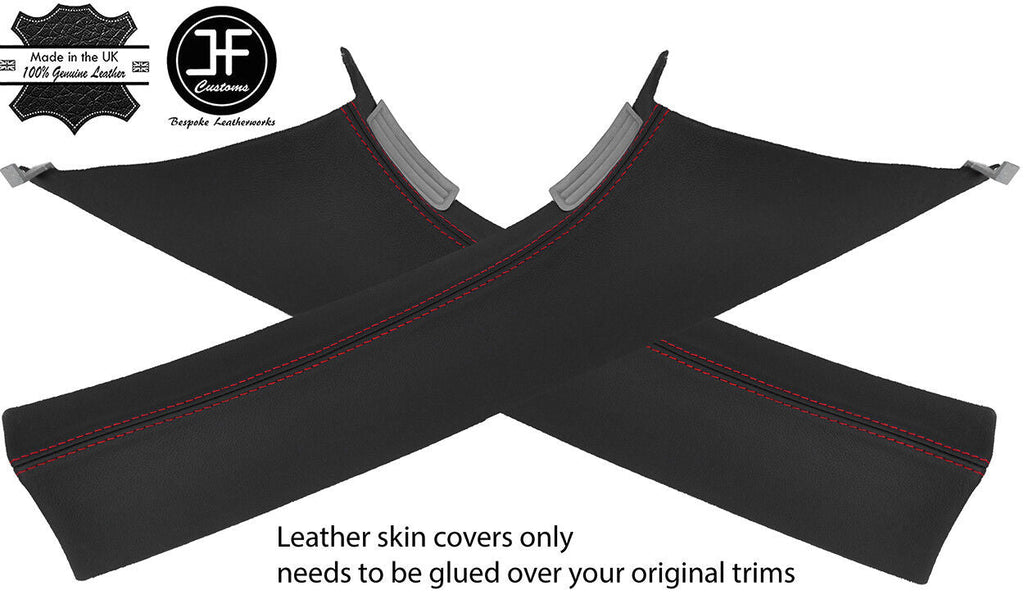 RED STITCH 2X A PILLAR LEATHER COVERS FOR VW T5 TRANSPORTER CARAVELLE STYLE 2