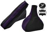 BLACK & PURPLE LEATHER GEAR & HANDBRAKE GAITER FITS VAUXHALL ASTRA MK5 H 04-09