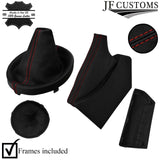 D RED STITCH LEATHER GAITER SET+PLASTIC FRAMES FOR SUBARU IMPREZA WRX STI 15-18