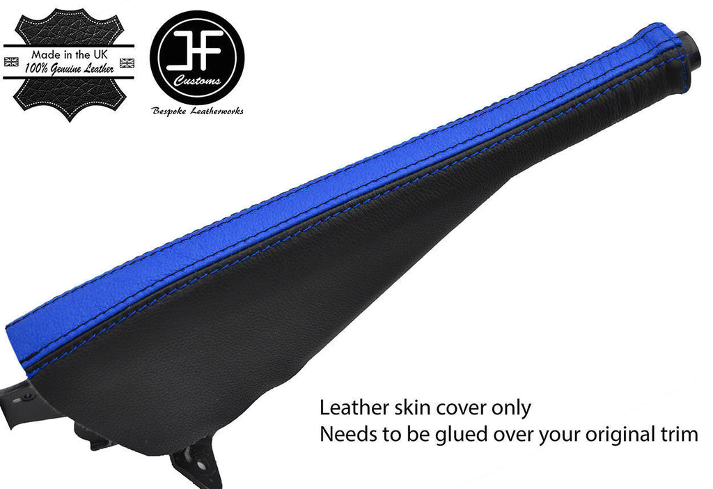 BLACK & BLUE TOP GRAIN LTHR HANDBRAKE GAITER FOR VW T6 TRANSPORTER CARAVELLE