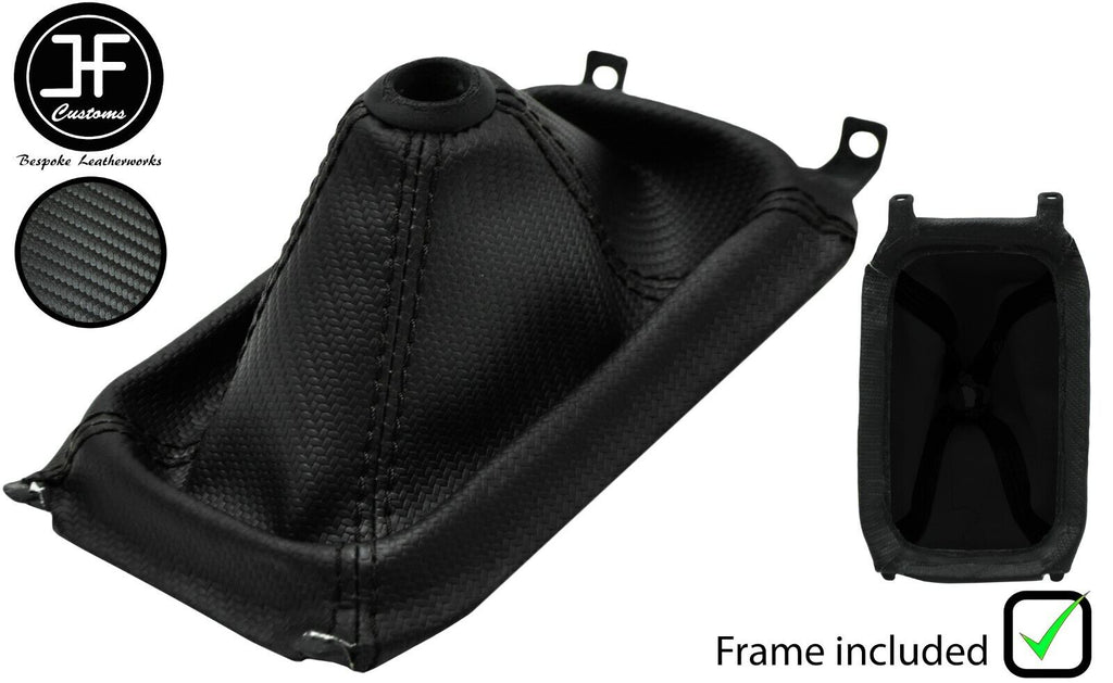 BLACK STITCH CARBON GEAR GAITER + PLASTIC FRAME +TOP RING FOR HONDA CRX DEL SOL