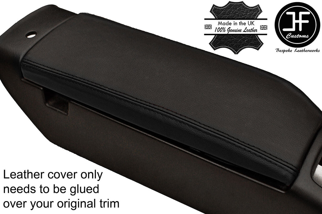 BLACK & BLACK REAL LEATHER ARMREST LID COVER FITS MAZDA MX5 MK2 1998-2000