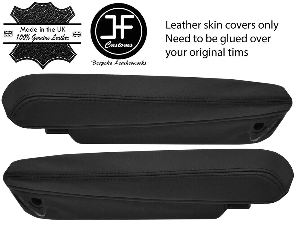 BLACK TOP GRAIN LEATHER 2X ARMREST COVERS FOR LAND ROVER FREELANDER 2004-2014