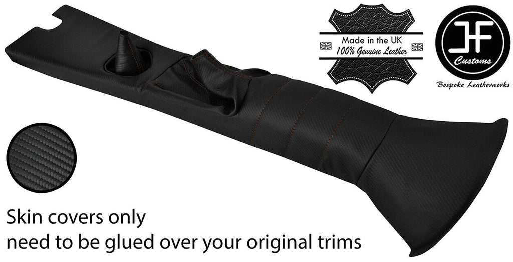 BROWN STITCH CENTRE CONSOLE TUNNEL CARBON VINYL COVER FITS CATERHAM SEVEN S3