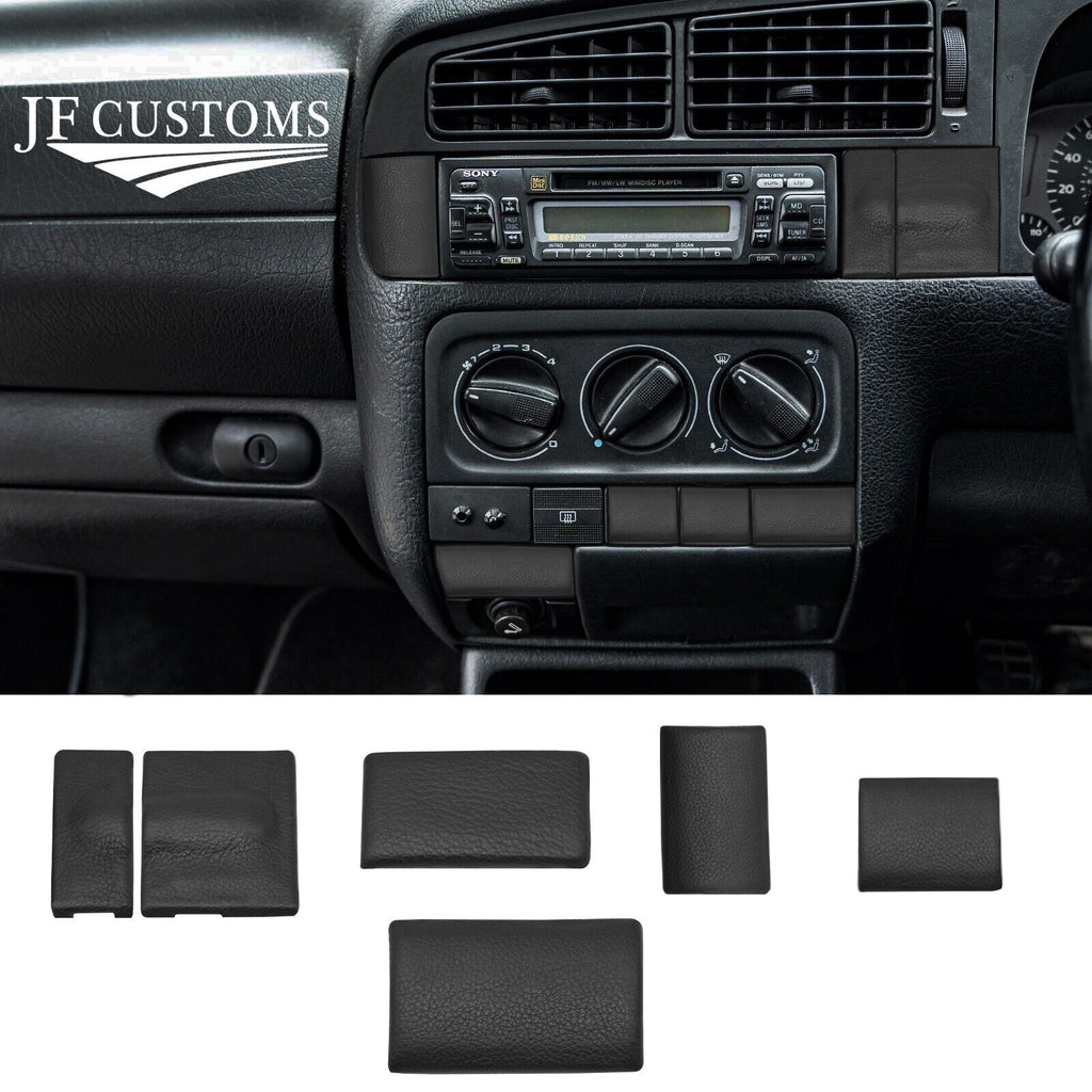 BLACK STITCH LEATHER DASHBOARD TRIM BLANK COVER SET+FRAMES FOR VW GOLF MK3