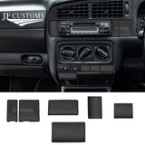 BLACK STITCH LEATHER DASHBOARD TRIM BLANK COVER SET+FRAMES FOR VW GOLF MK3