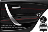 RED STICH 2X REAR DOOR CARD TRIM+DOOR ARMREST LEATHER COVER For BMW E87 04-12