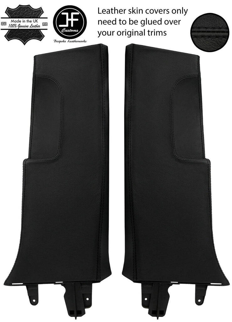 BLACK STITCH 2X LOWER B PILLAR LEATHER COVERS FOR SEAT LEON MK2 1P 2005-2011