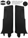 BLACK STITCH 2X LOWER B PILLAR LEATHER COVERS FOR SEAT LEON MK2 1P 2005-2011