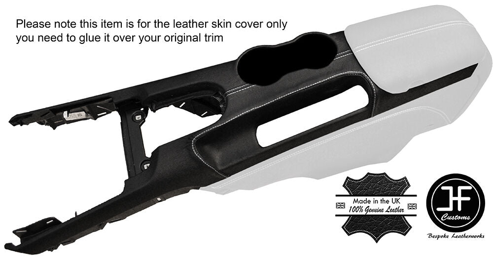 WHITE STITCHING TOP CENTRE CONSOLE LEATHER COVER FITS FORD MUSTANG 2015-2017