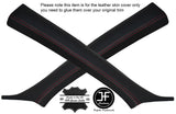 RED STITCHING 2X A POST PILLAR LEATHER COVERS FITS PEUGEOT 207 2006-2013