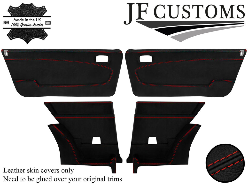 D RED STITCH ITALIAN LEATHER 4X DOOR CARD COVER FOR LANCIA BETA VOLUMEX COUPE