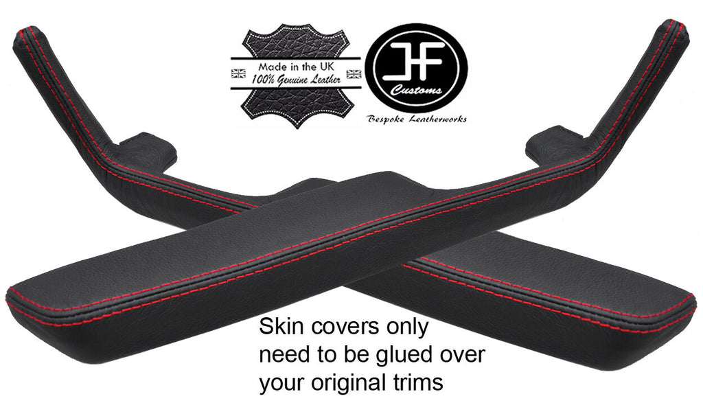 RED STITCH 2X FRONT DOOR HANDLE ARMREST TRIM LEATHER COVERS FITS BMW E9 68-75