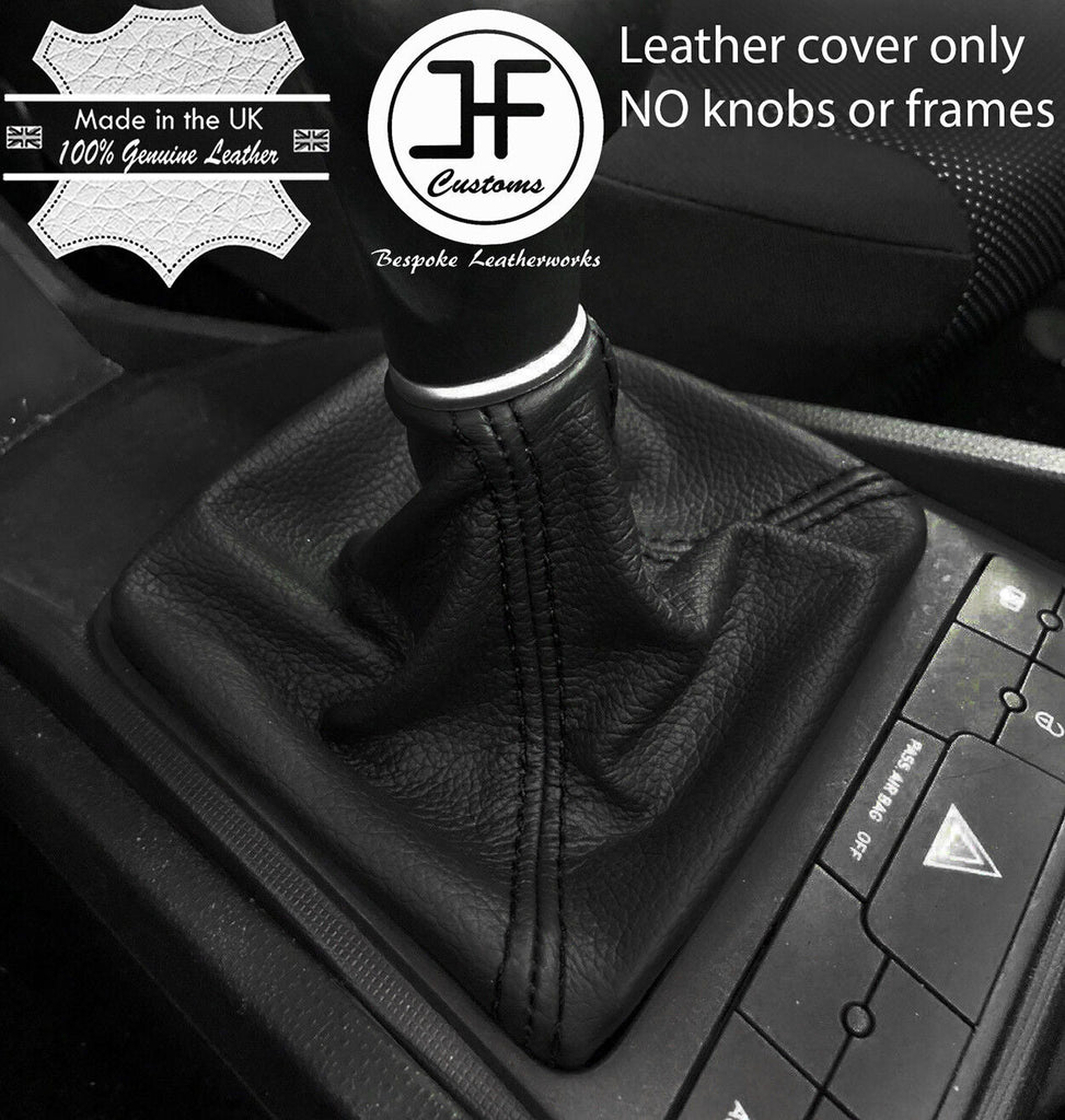BLACK STITCH MANUAL REAL GRAIN LEATHER GEAR GAITER FOR SEAT IBIZA MK5 MKV 09-15