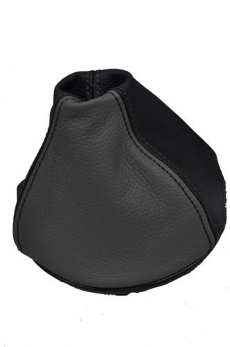 FITS FIAT 500 GEAR GAITER GENUINE LEATHER 07+ BLACK D GREY CUSTOM NEW MADE IN UK