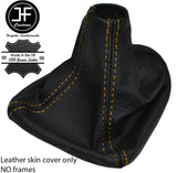 YELLOW STITCHING REAL LEATHER GEAR GAITER COVER FITS SEAT LEON MK2 2005-2012