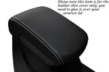 WHITE STITCHING FITS MITSUBISHI L200 2010+ BLACK LEATHER ARMREST COVER ONLY
