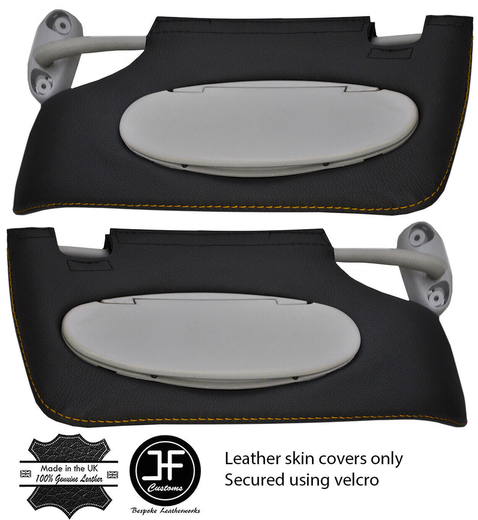 YELLOW STITCH FITS BMW MINI R50 R53 ONE COOPER S 01-03 2X SUN VISORS COVERS
