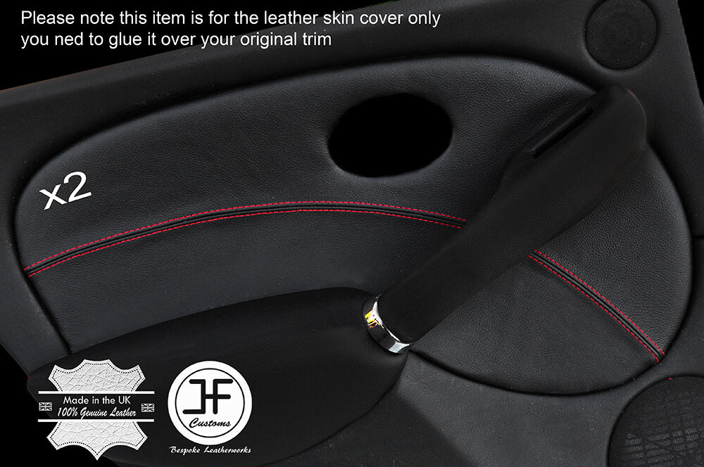 RED STITCH 2X REAR DOOR CARD TRIM LEATHER COVERS FITS ROVER 75 & MG ZT 99-05