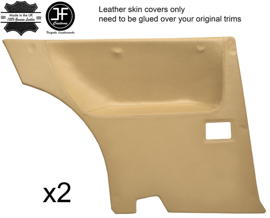 BEIGE LEATHER 2X REAR FULL DOOR CARD COVERS FITS SAAB 900 CLASSIC 78-93