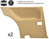 BEIGE LEATHER 2X REAR FULL DOOR CARD COVERS FITS SAAB 900 CLASSIC 78-93