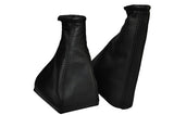 FITS VAUXHALL OPEL CORSA B BLACK STITCHING LEATHER GEAR & HANDBRAKE GAITER