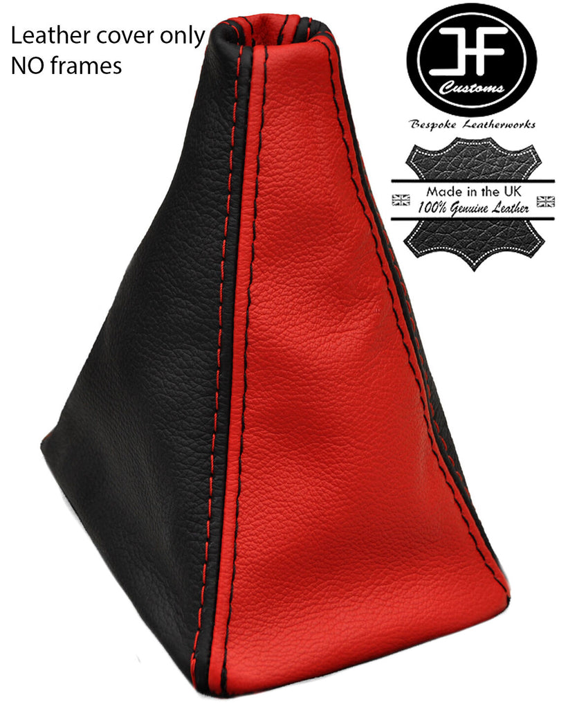 BLACK & RED REAL LEATHER MANUAL GEAR GAITER FITS JEEP WRANGLER TJ 2003-2006