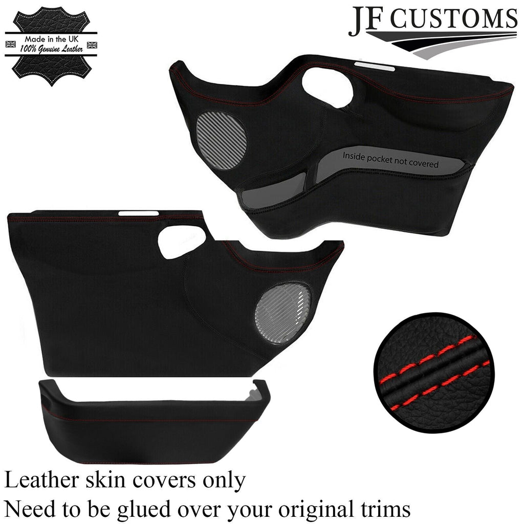 RED  STITCH 2X FRONT FULL DOOR CARD LEATHER COVERS FITS FORD TRANSIT MK7 06-14